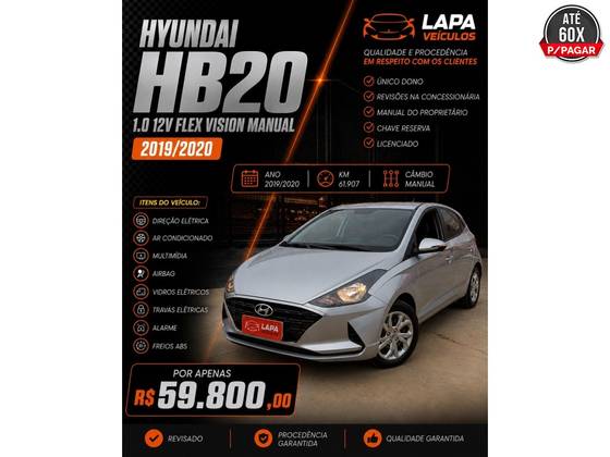 HYUNDAI HB20 1.0 12V FLEX VISION MANUAL HYUNDAI HB20 1.0 12V FLEX VISION MANUAL
